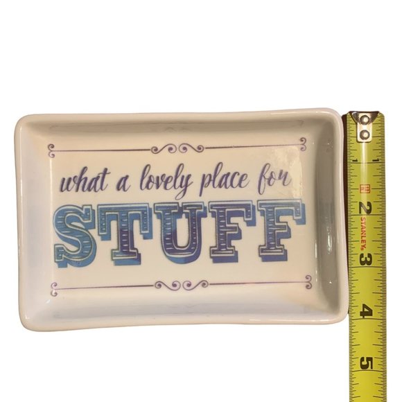 SET of 3 Trinket Dish Tray Jewelry Ring Coin Eyeglass Whimsical Colorful Ceramic - Picture 3 of 10